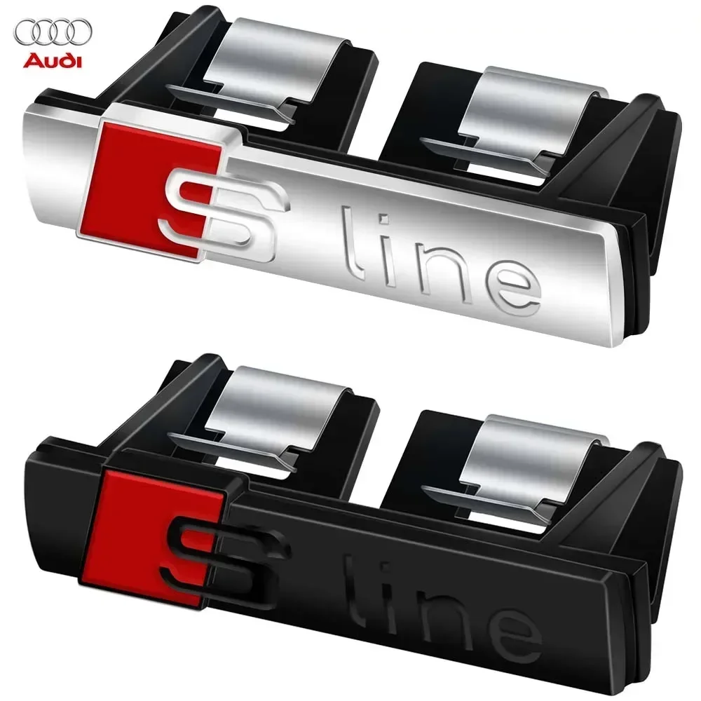 S Line Logo Auto Front Grille Badge Sticker Metal S Line Emblem For Audi S A3 A4 B8 8P 8V B6 A5 A6 C7 Q5 B9 B7 C6 A1 Q7 Q3 Tt A7
