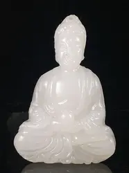 Chinese Old Jade Jadeite Hand-Carved Statue Buddha