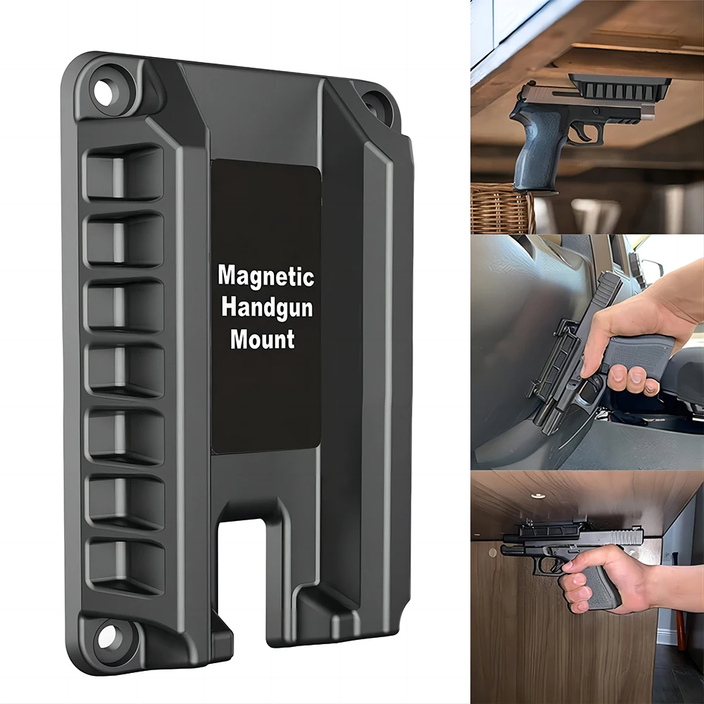 Tactical Magnetic Gun Mount Quick Draw Gun Magnet Holder Concealed Handgun Pistol Holster for Vehicle & Home Hunting Accessories