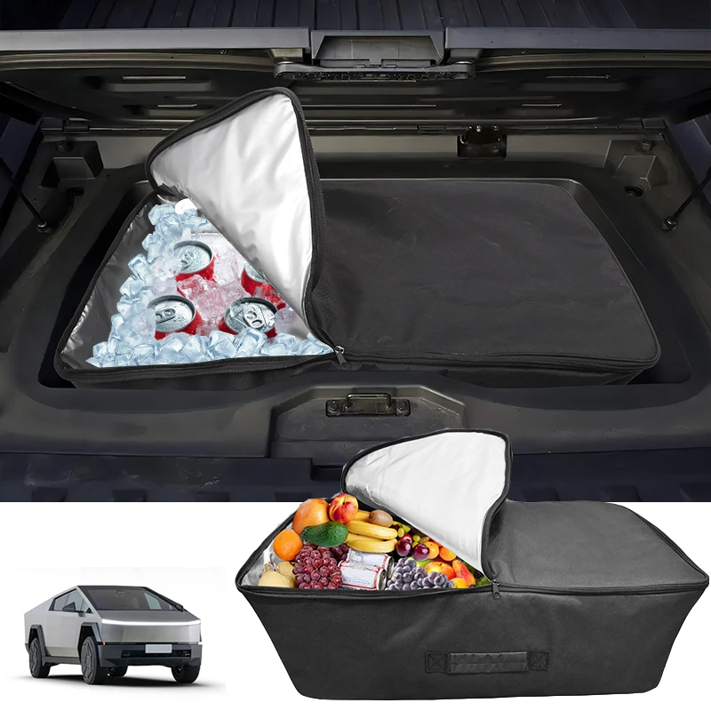 Car Rear Trunk Lower Bed Oxford Cooler Storage Bag For Tesla Cybertruck 2024 Insulation Waterproof Organizer Stowing Tidying