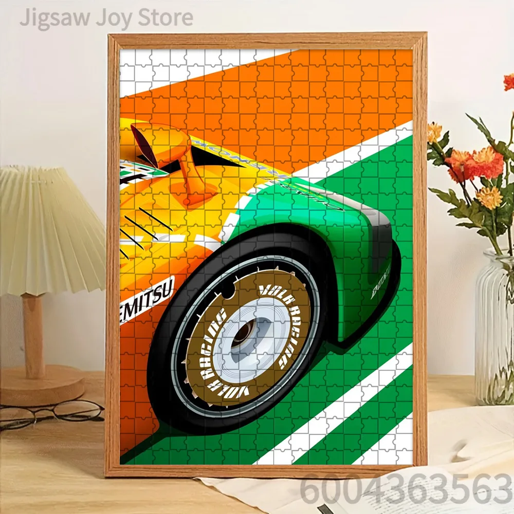 

Paper Jigsaw Puzzle Vibrant Orange Green Racing Car Close-Up Wheel Artwork Dynamic Color Block Design Creative Home Wall Decor I