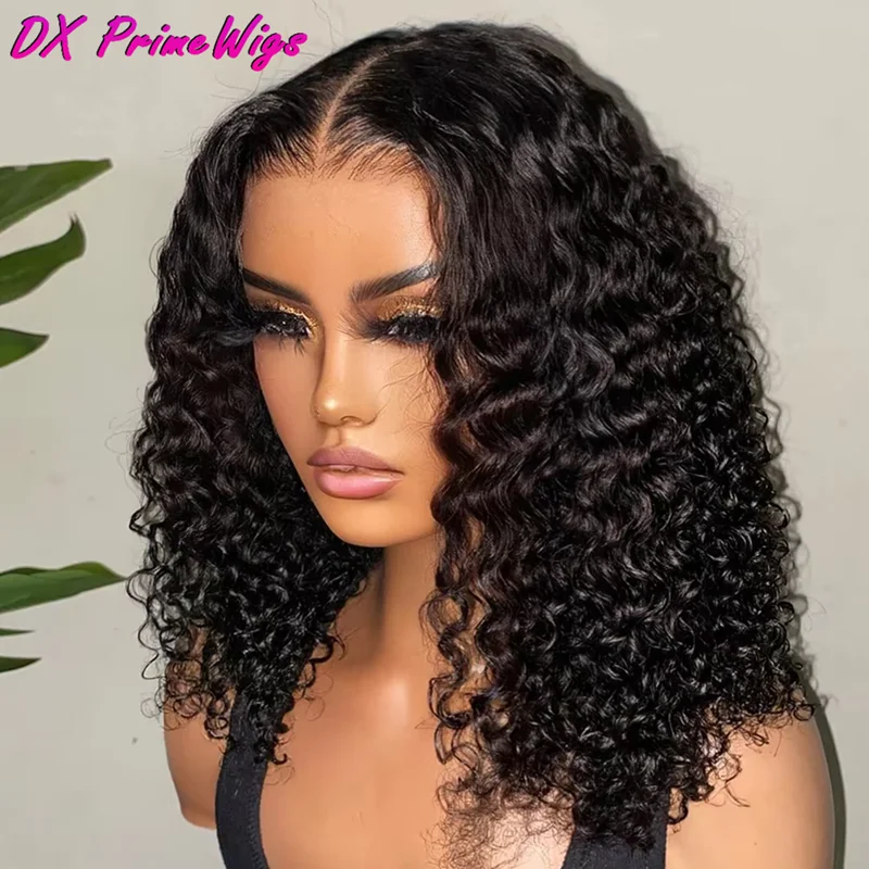 

200 Density Deep Wave Frontal Bob Wig 13x4 Transparent Lace Human Hair Wig Pre Plucked Virgin Hair Water Wave For Women Wigs #1B