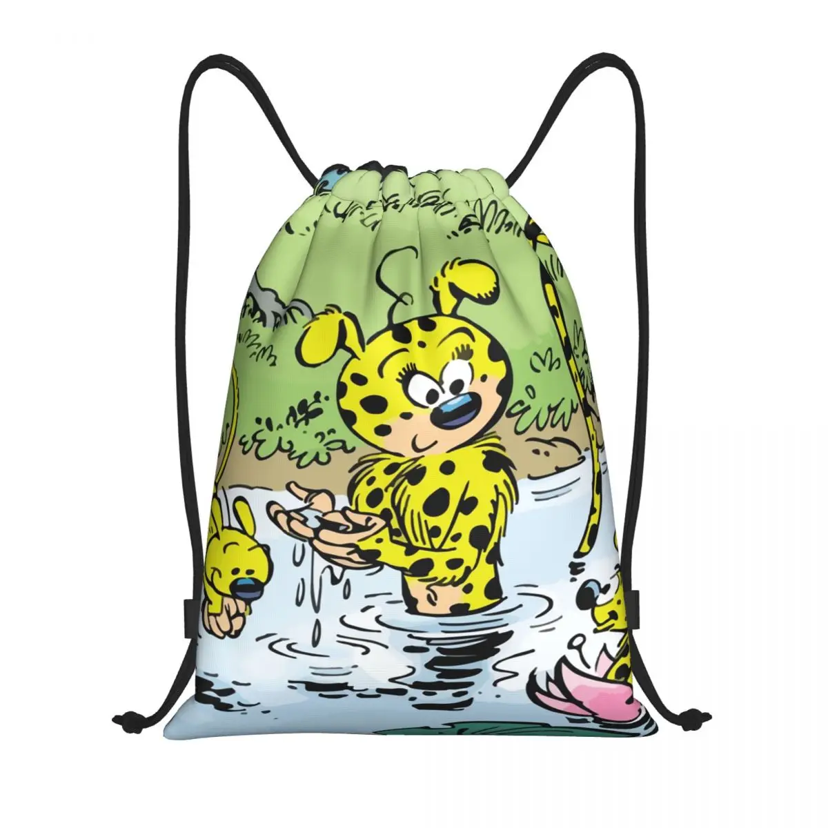 Marsupilami Family Bathing Drawstring Backpack Women Men Gym Sport Sackpack Portable Belgian Animation Manga Training Bag Sack