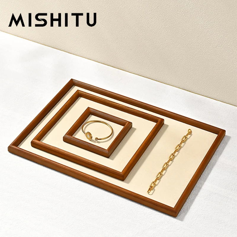 MISHITU Solid Wood Jewelry Tray Display Plate Ring Bracelet Stationery Storage Plate Jewelry Props Viewing Tray Jewelry Storage