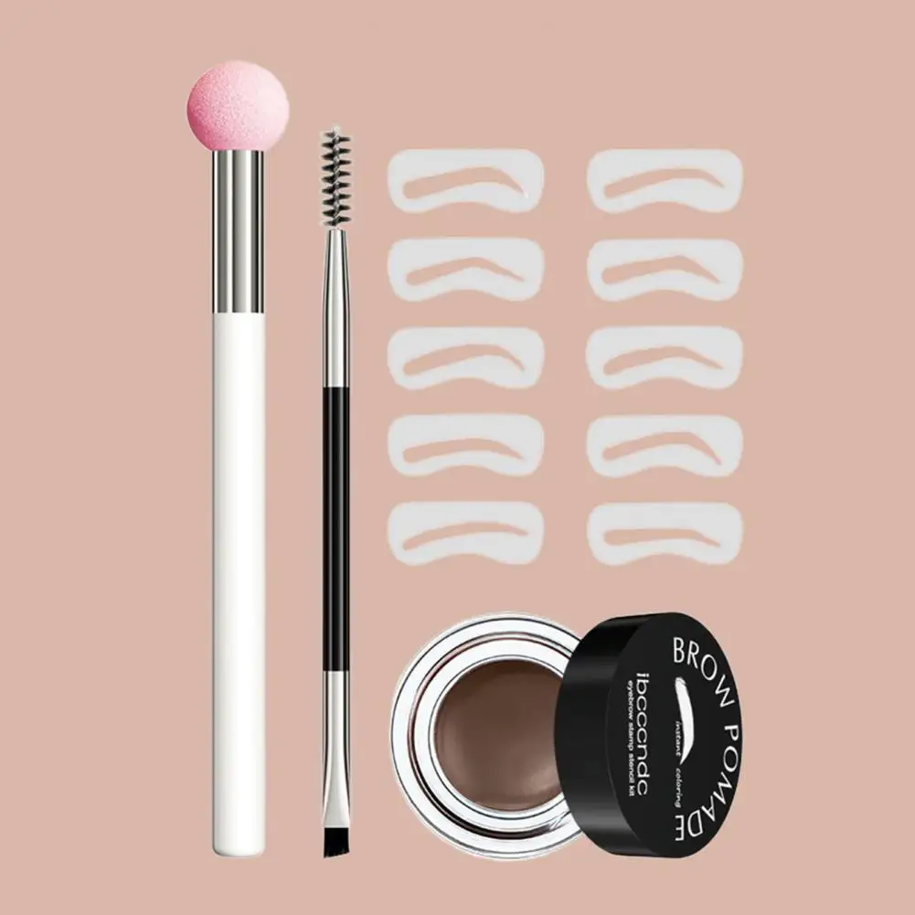 

Brow Gel Pomade 1 Set Convenient Smudge Proof Dry Fast Eyebrow Brush Sponge Applicator Brow Stamp Trio Kit for Female