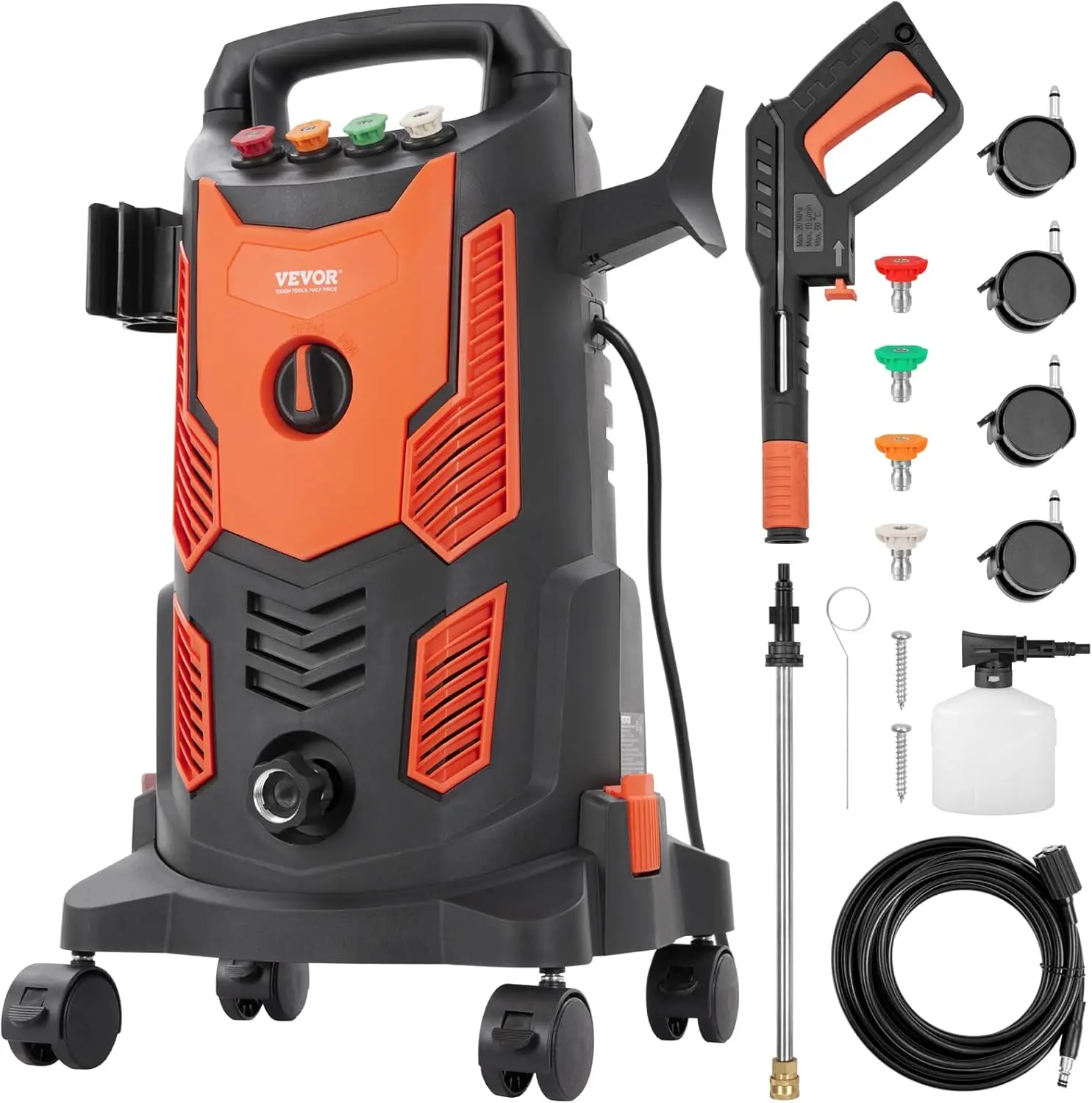 Electric Pressure Washer,2300 PSI Max. 1.9 GPM,Foam Cannon, Retractable Handle Portable to Clean Patios, Cars, Fences, Driveways