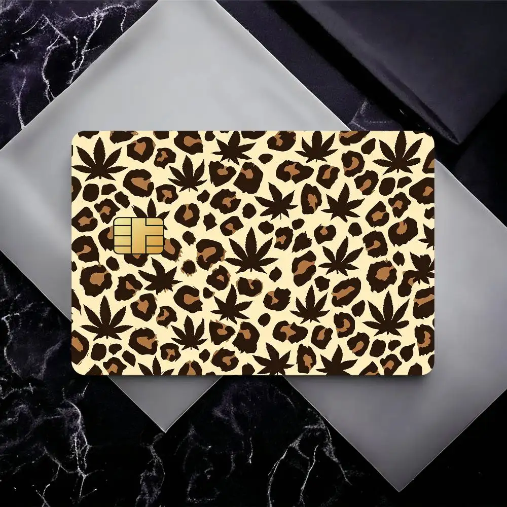 Leopard Print Weed Waterproof Skin Sticker Bank Bus Metro Access Card Protective Film Card Sticker Girl Gift