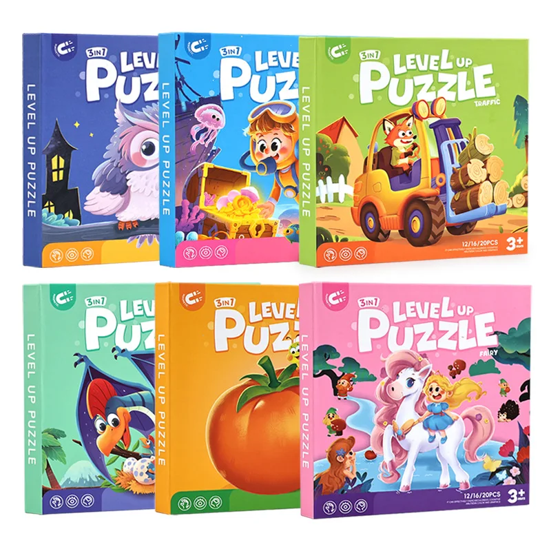 12/16/20PCS Interesting Puzzle Toy Gifts for Kids Children Folding Magnetic Jigsaw Puzzle Portable Travel Cartoon Puzzle DIY Toy