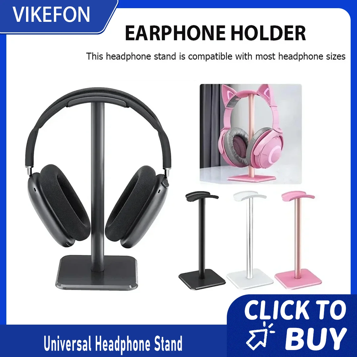 Schwarz-weißer Kopfhörerhalter, abnehmbarer Computer-E-Sport-Gaming-Headset-Desktop-Aufbewahrungsständer, universelles Display-Rack für alle Headsets
