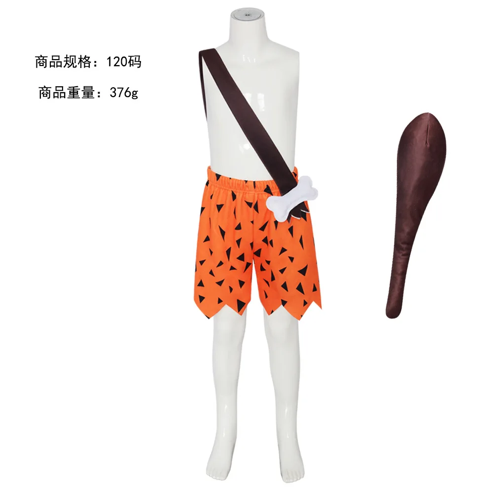 

Adults Kids Caveman Flintstone Costume for Halloween Historical Stone Roel Play Dress Up Set for Party Carnival Men Boys Wear
