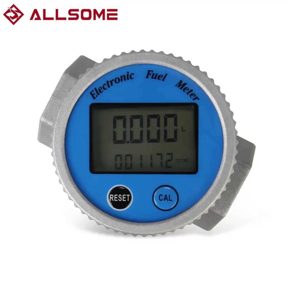 ALLSOME 3-120L/Min Multi-unit LED Digital Flowmeter  Aluminum Alloy Liquid Diesel Fuel Gasoline Water Turbine Flowmeter