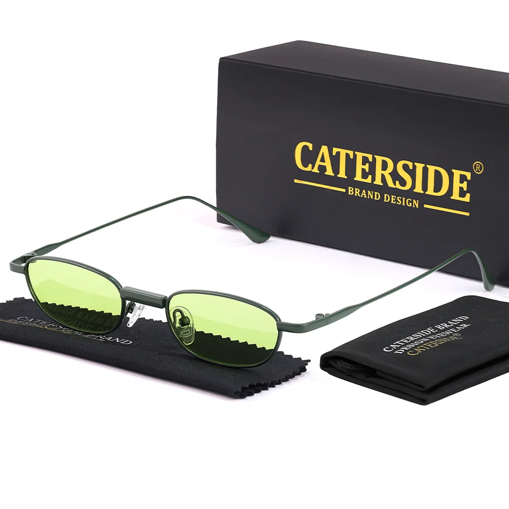 CATERSIDE Herren Hip-Hop-Sonnenbrille, Premium-Metall, kleiner Rahmen, Damen-Reise-, Business-, Party-, Urlaubsgeschenk, Dekorative Brille, UV400 – Detail 21