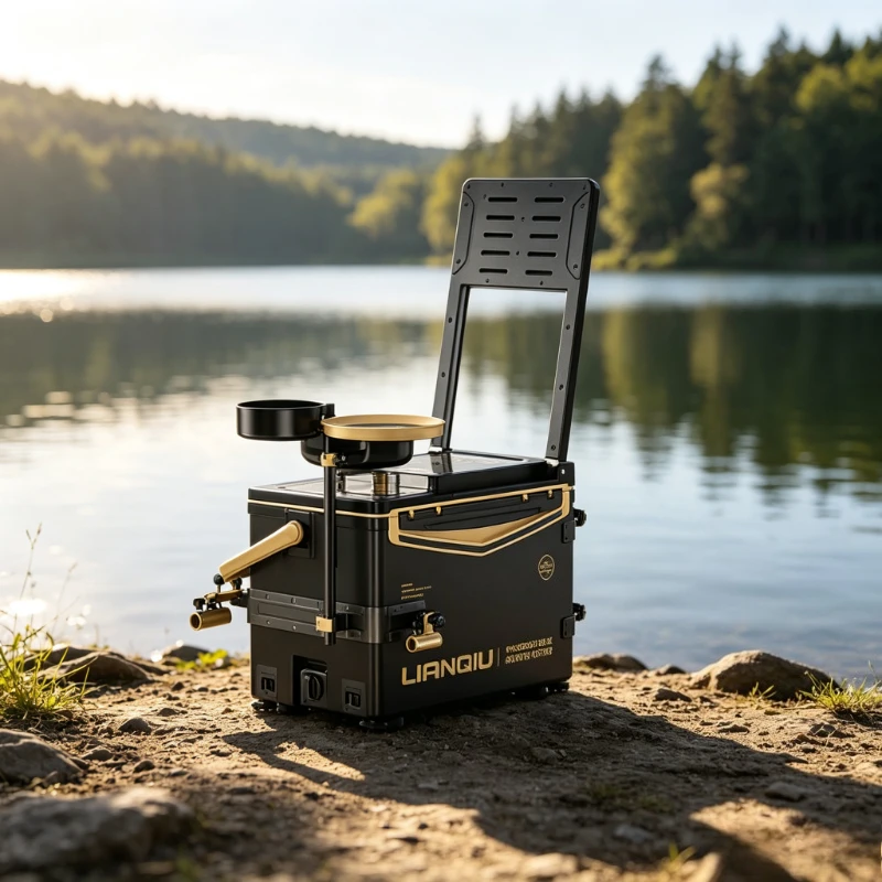 Fishing Box Full Set with Track Mounted Ball Joint Rod Holder Ultralight No Assembly Tackle Seat for Bank Lake Angling 낚시 박스