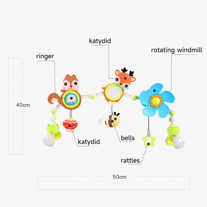탈착식 활동 아기 유모차 아치 장난감, 유아 감각 장난감, 모바일 뮤지컬 접이식 바운서 장난감, 여행 카시트 장난감