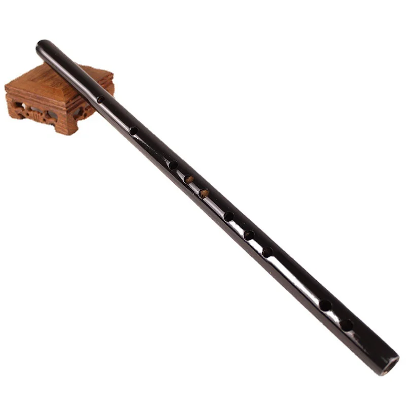 Flauta de Bambú de 6 Orificios, Flauta Transversal Hecha a Mano con Recubrimiento Negro, Instrumento Musical de Viento para Principiantes y Amantes