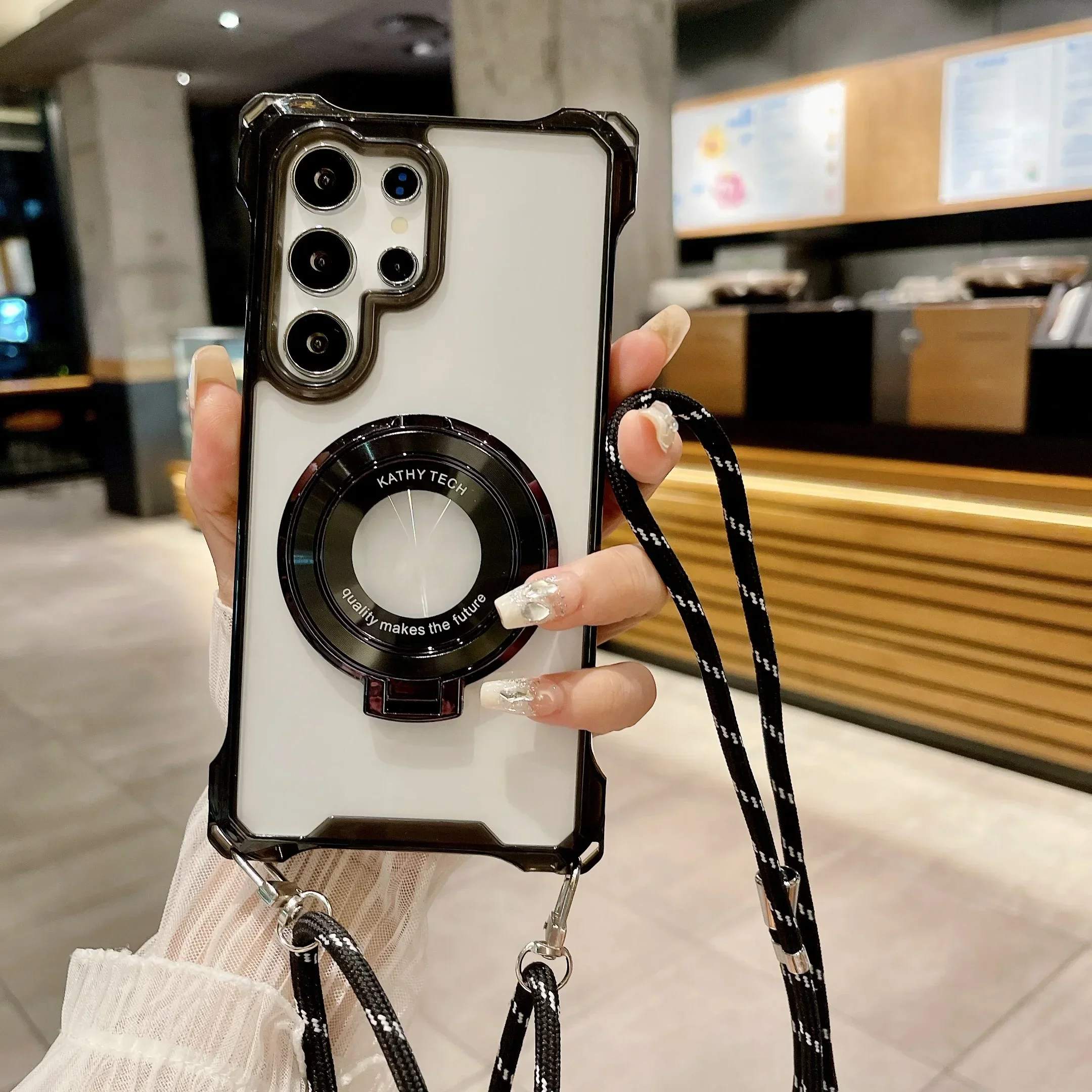 Magnetische Crossbody-Handyhülle für Samsung Galaxy S26 S25 S24 S22 Ultra Plus S23 FE A17 A35 A55 A06 A16 A26 A36 A56 mit Ringhalterung
