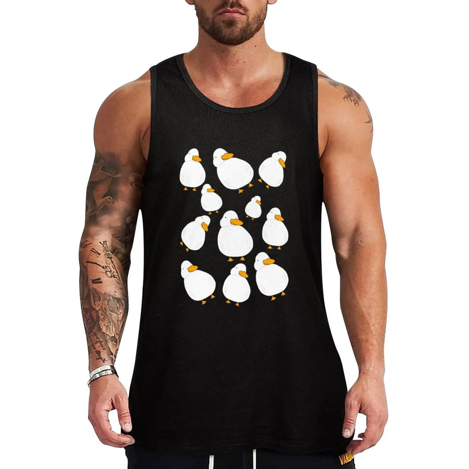 Chubby Duck Pattern Tank Top Loose Casual Tank Top Soft Breathable Sleeveless Tee