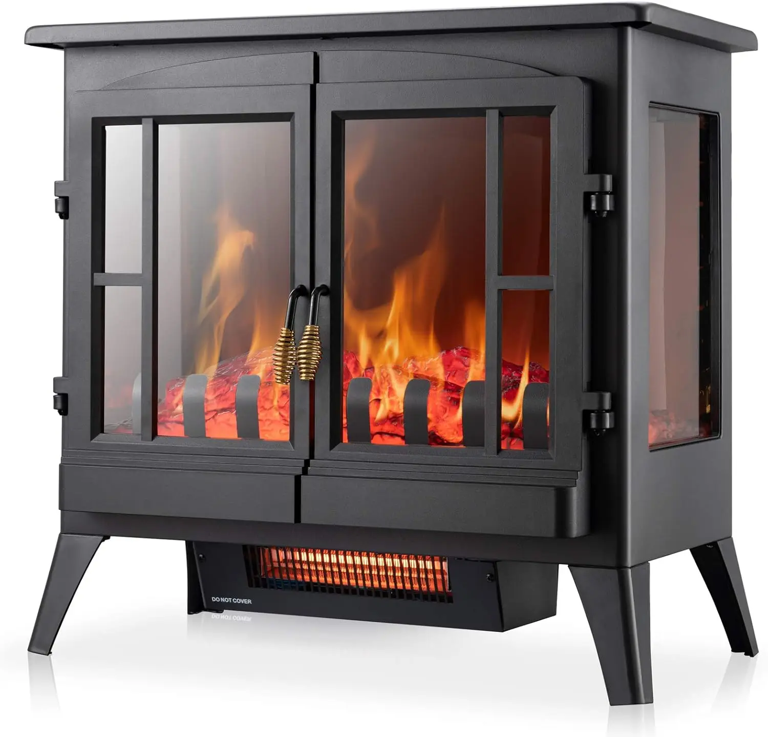 Electric Fireplace Stove, Freestanding Fireplace Heater with Realistic Flame, Indoor Electric Stove Heater, Portable, In