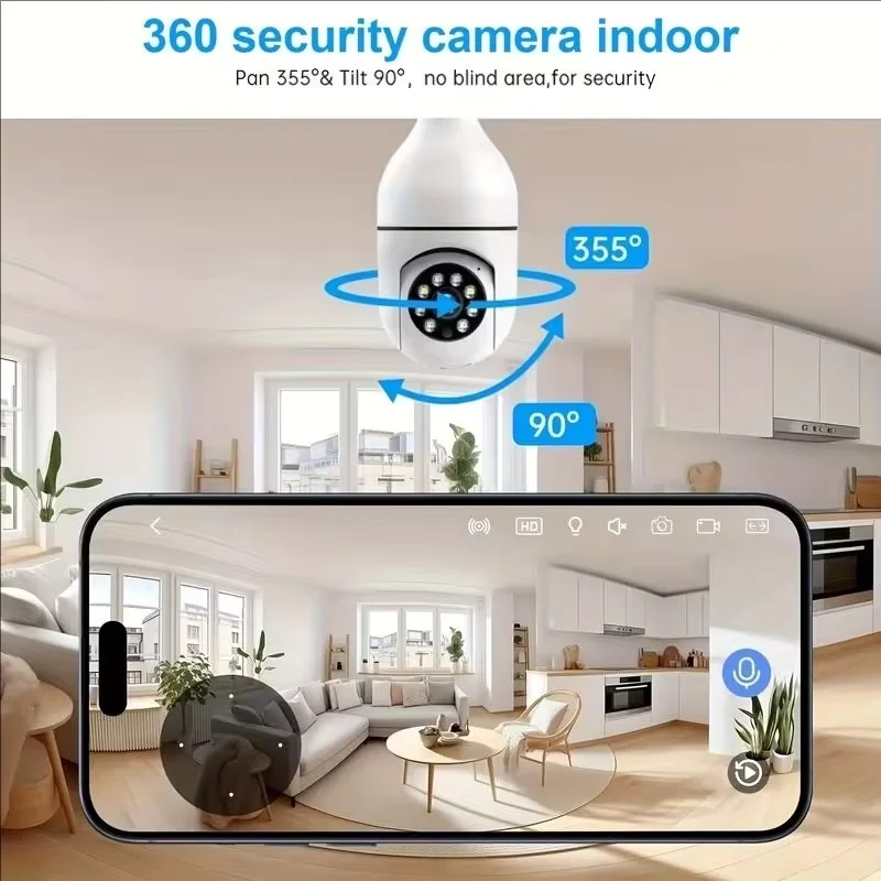 4G WiFi IP Camera E27 Bulb Cam 3MP Wireless Baby Monitor AI Tracking Security Video Surveillance Pet Cam SmartLife Indoor