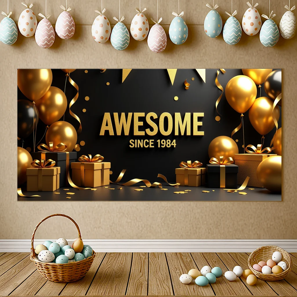 Gold Decoration Backdrop Banner for Celebration Party Supplies Photography Background Birthday Decorations Awesome Display