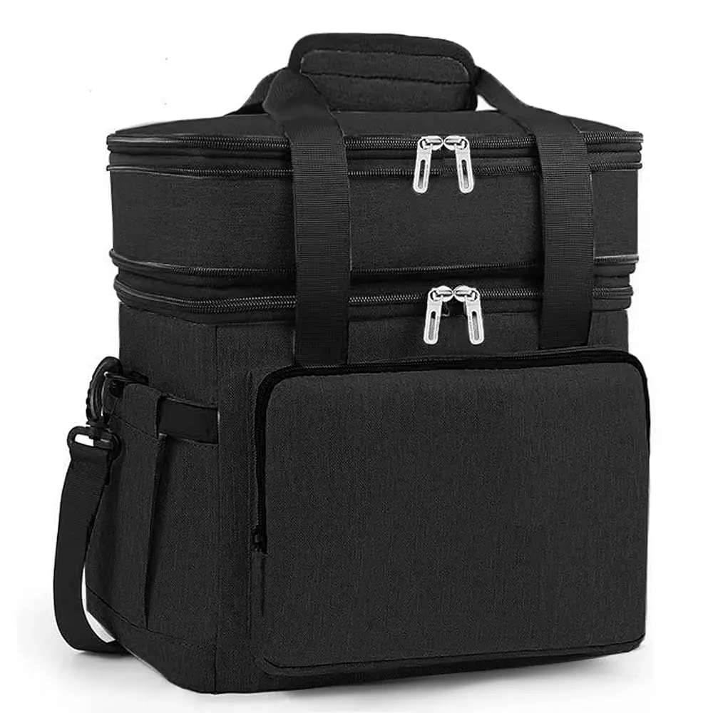 

Сумка для обеда для женщин и мужчин, двухслойная, изолированная, герметичная, мягкая, большая, для взрослых, для работы и отдыха на природе (черная, 20 л)