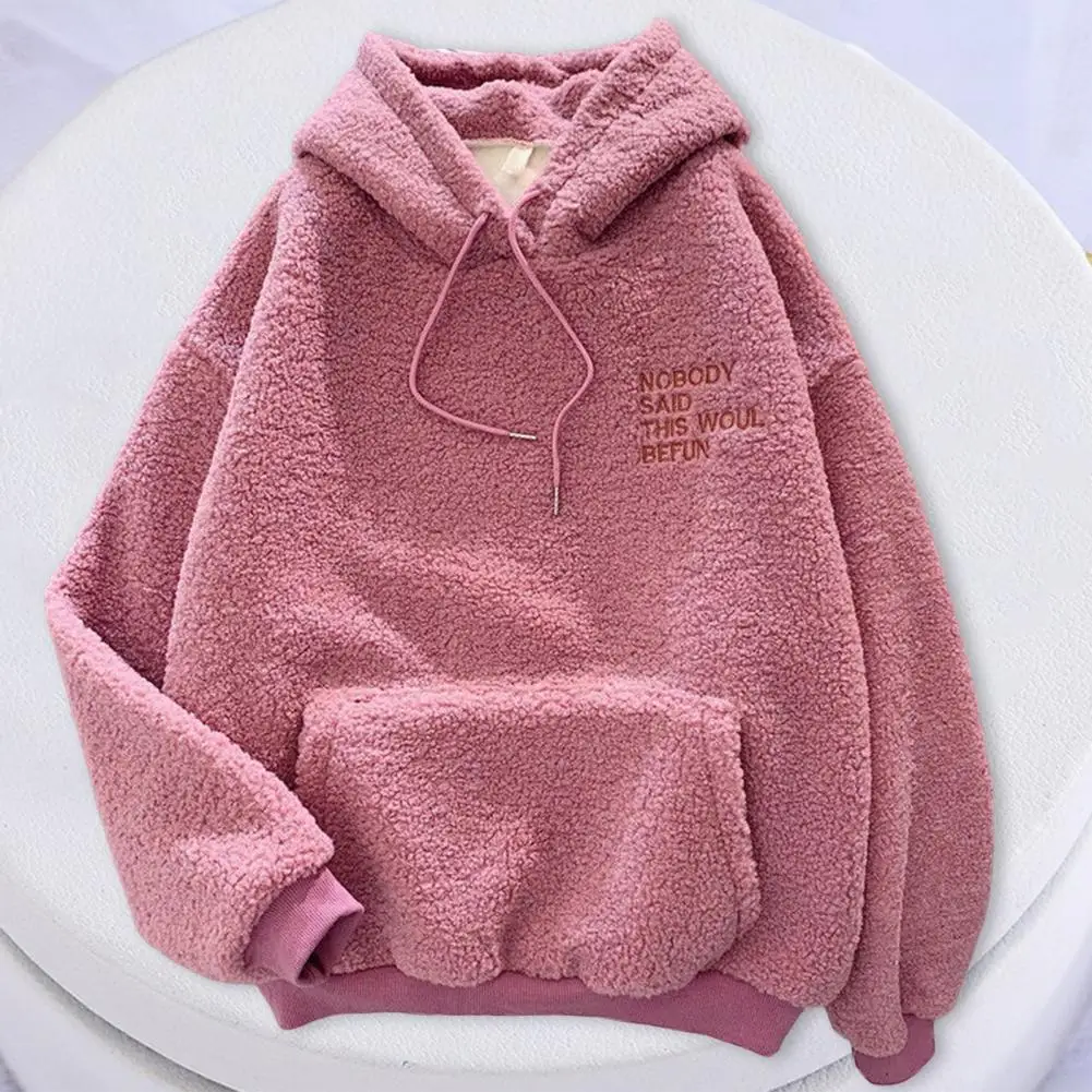 

Autumn Winter Coat Pink Sweet Hooded Sorry Print Harajuku Loose Pocket Hoodies Womens Fleece Flannel Pullover Female Sweatshirt