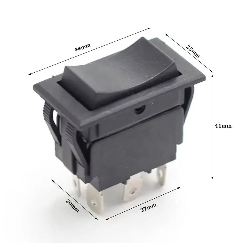 15A 250VAC KCD2 Off On Auto Car Electric IP40 Plastic Black Snap 3 Position 230V 6 Pin Rocker Switch