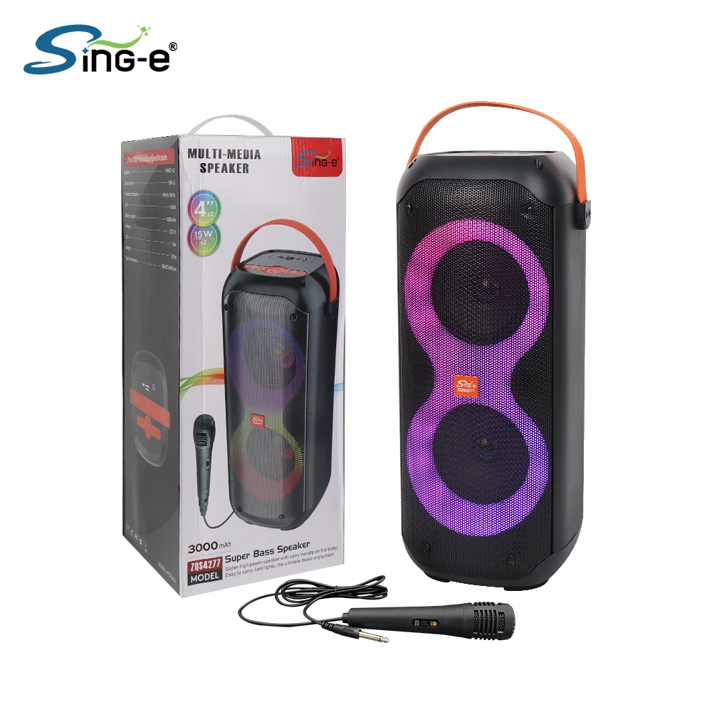 

ZQS 4277 Wireless Bluetooth Speaker Microphone Rechargeable Battery High-Power Multimedia Color Rgb Subwoofer Home Player Audio