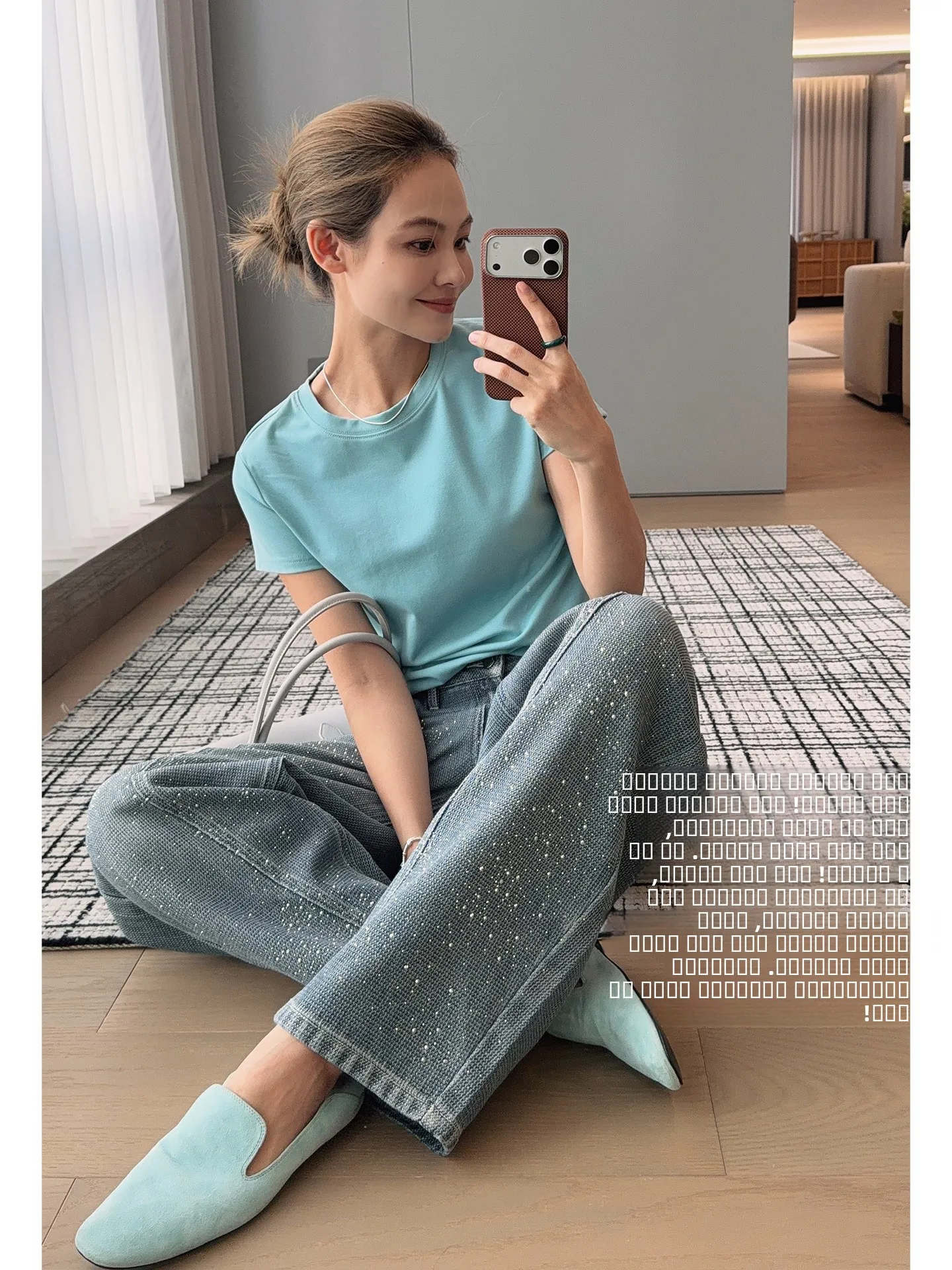 

Meiyang Star Sand Denim Jeans Sparkling Full of Glitter Rhinestone Balloon Pants High Waist Loose Fit Casual High Waist