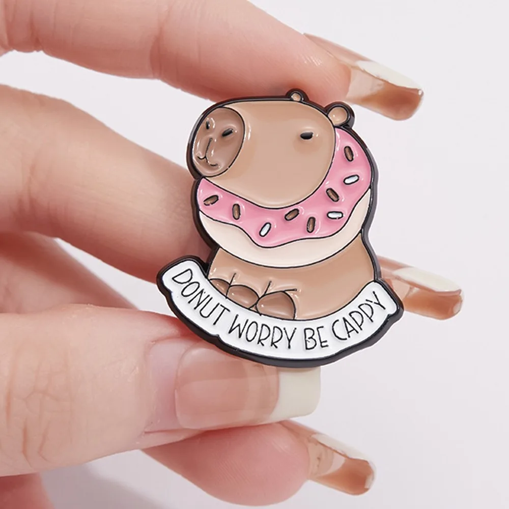 Coffee Capybara Brooch Kid Gift Metal Taco Cartoon Pin Brooch Cartoon Cute Capybara Alloy Badge Backpack Accessories