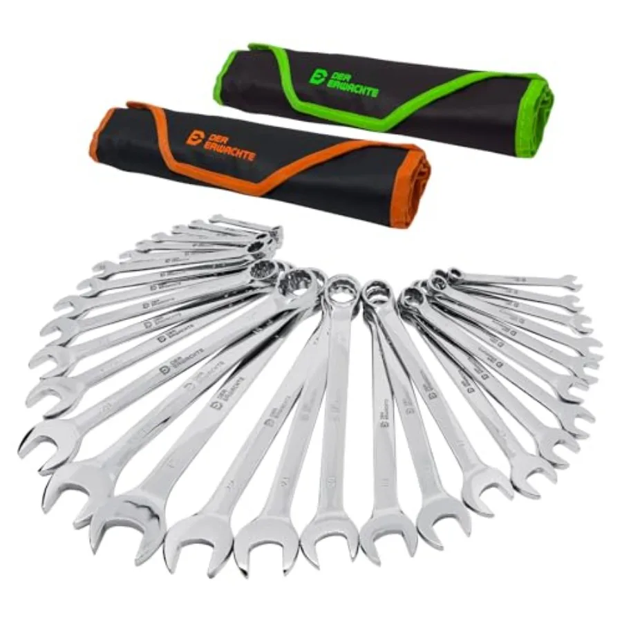 

Набор комбинированных ключей SAE и метрических, 30 предметов, от 1/4'' до 1'' и от 8 до 22 мм, сталь CR-V, с рулонным чехлом