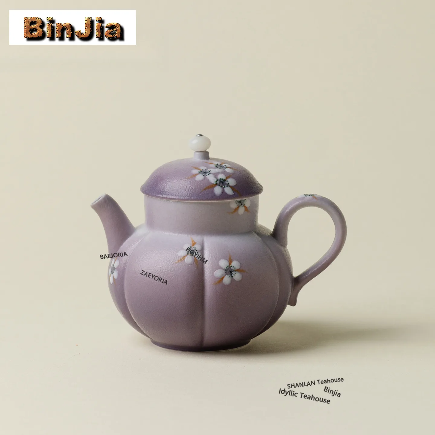 BAEJORIA 140ml Gradient Purple Hand Painted Lap Waste Teapot Aesthetic Tea Infuser Pot Tea Maker Kettle with Filter Tableware