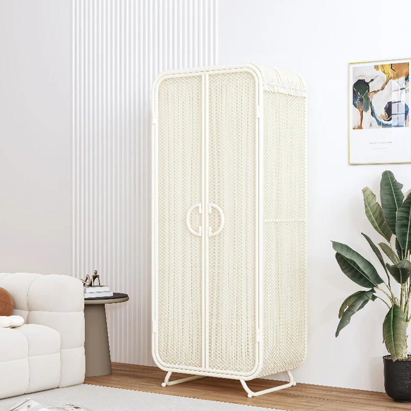 خزانة ملابس جمالية إسكندنافية متوسطة الحجم للنساء، خزائن تخزين معدنية، خزانة ملابس، أثاث غواردا روباس المحمول