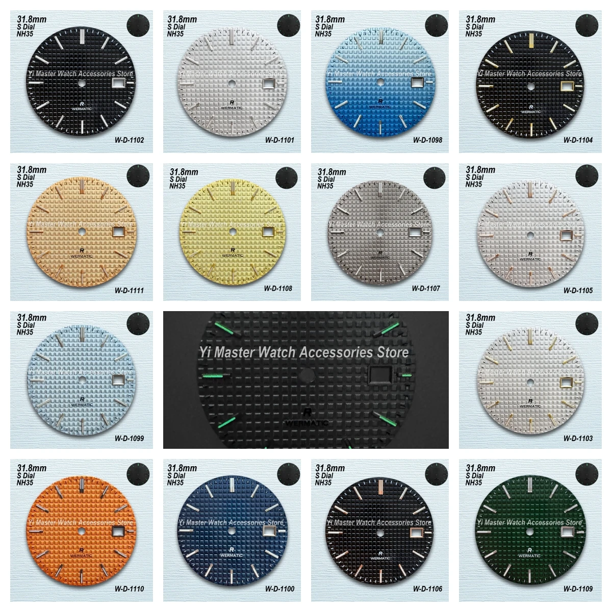 

31.8mm S Logo Dial Fit NH35 Japan Movement Green Luminous High Quality Oak Watch Modification Accessories