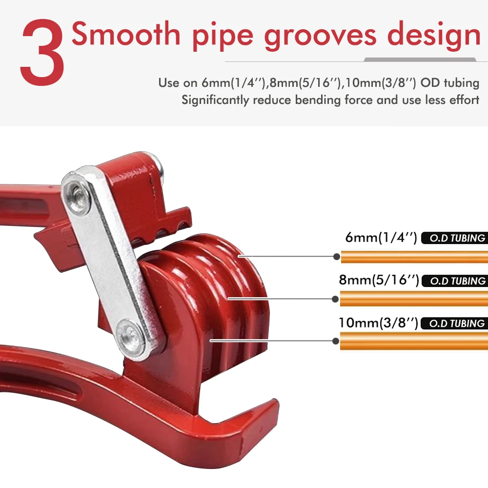 3-in-1 파이프 벤더 도구, 90-180도 튜브 벤딩 머신, 6mm/8mm/10mm 연료 브레이크 파이프용, 가정용 DIY 수공구