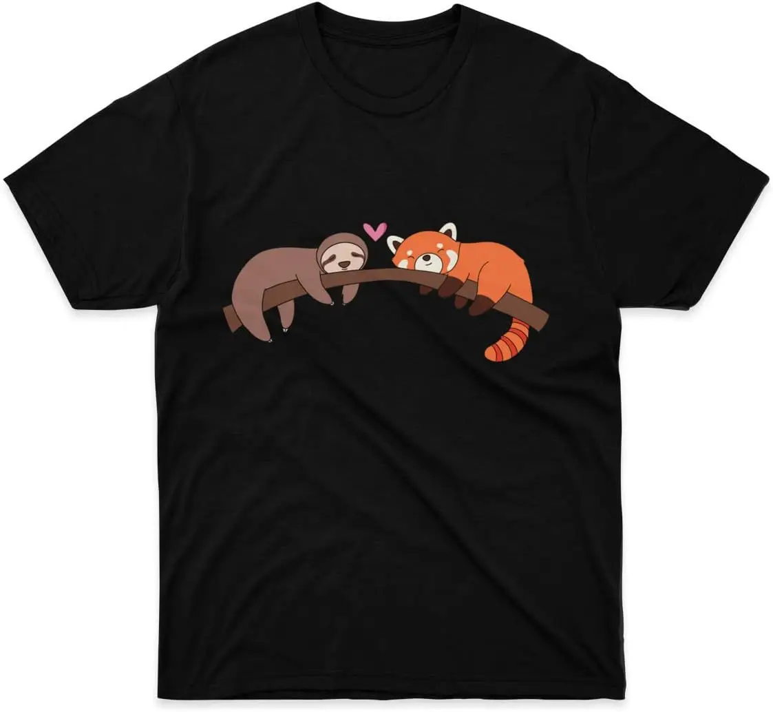 T-Shirt Sloth Cotton and Tee Red Unisex Panda Shirt Love Graphic T Shirts Short Sleeve Top for Boys Girls Teen