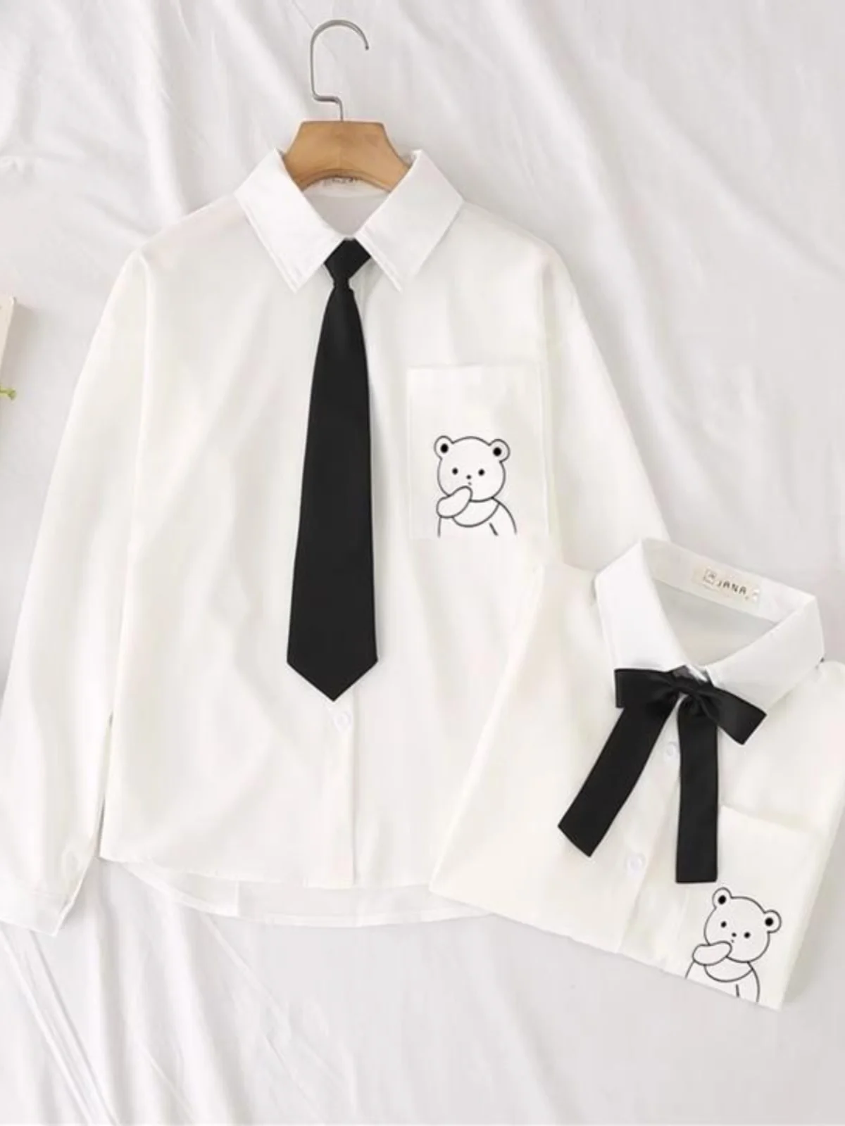

Ladies Loose Long Sleeve White Shirt Korean Style Design Spring Autumn New Fashion Student Casual Top Comfortable Breathable