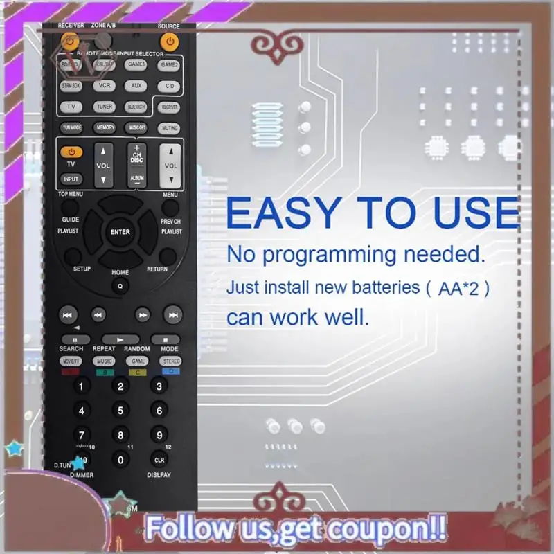 ABBG-RC‑896M AV Receiver Remote Control Replace For Onkyo RC-737M RC-801M RC-836M RC-865M RC-896M RC-762M RC-764M RC-810M Durabl