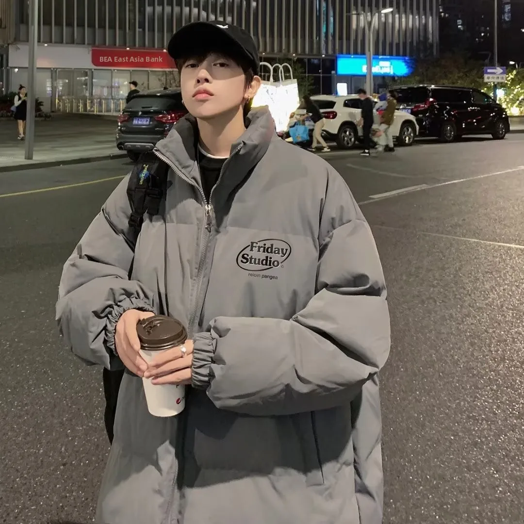 

Мужская зимняя утепленная хлопковая куртка с воротником-стойкой, свободного кроя, теплая, повседневная, стандартной длины