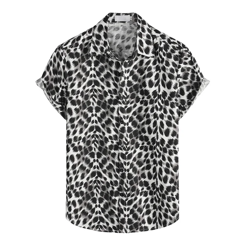 Animal 3d Printed Leopard Snake Skin Hawaiian Shirt For Men Women Button Down Short Sleeve Beach Vacation Street Blouse Clothes