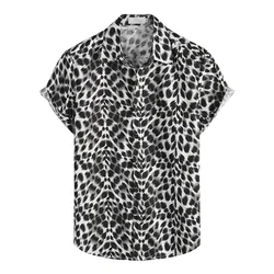 Animal 3d Printed Leopard Snake Skin Hawaiian Shirt For Men Women Button Down Short Sleeve Beach Vacation Street Blouse Clothes