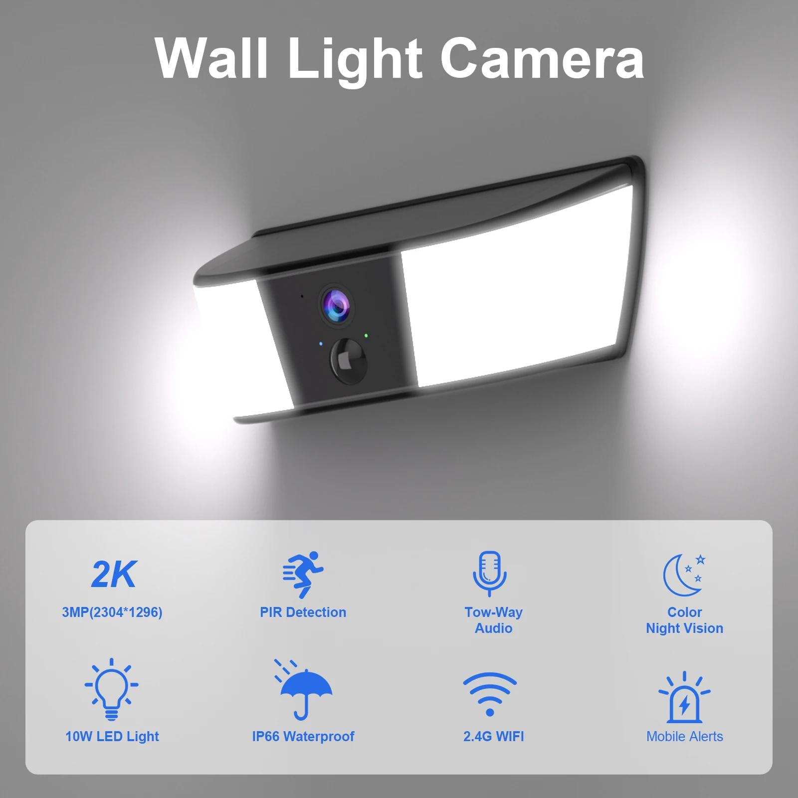 2K Solar Camera Wall Light 2.4G Outdoor WIFI Camera Home Protection Security Camera Battery Cam Color Night Vision Local Alarm