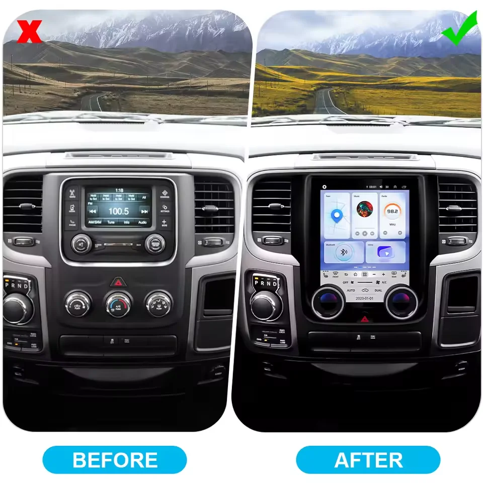 راديو سيارة 9.7 بوصة لسيارة دودج رام 1500 2500 3500 2013-2018 مع 4G GPS سماعة لاسلكية تعمل بالبلوتوث CarPlay وحدة رأس ستيريو بشاشة تعمل باللمس