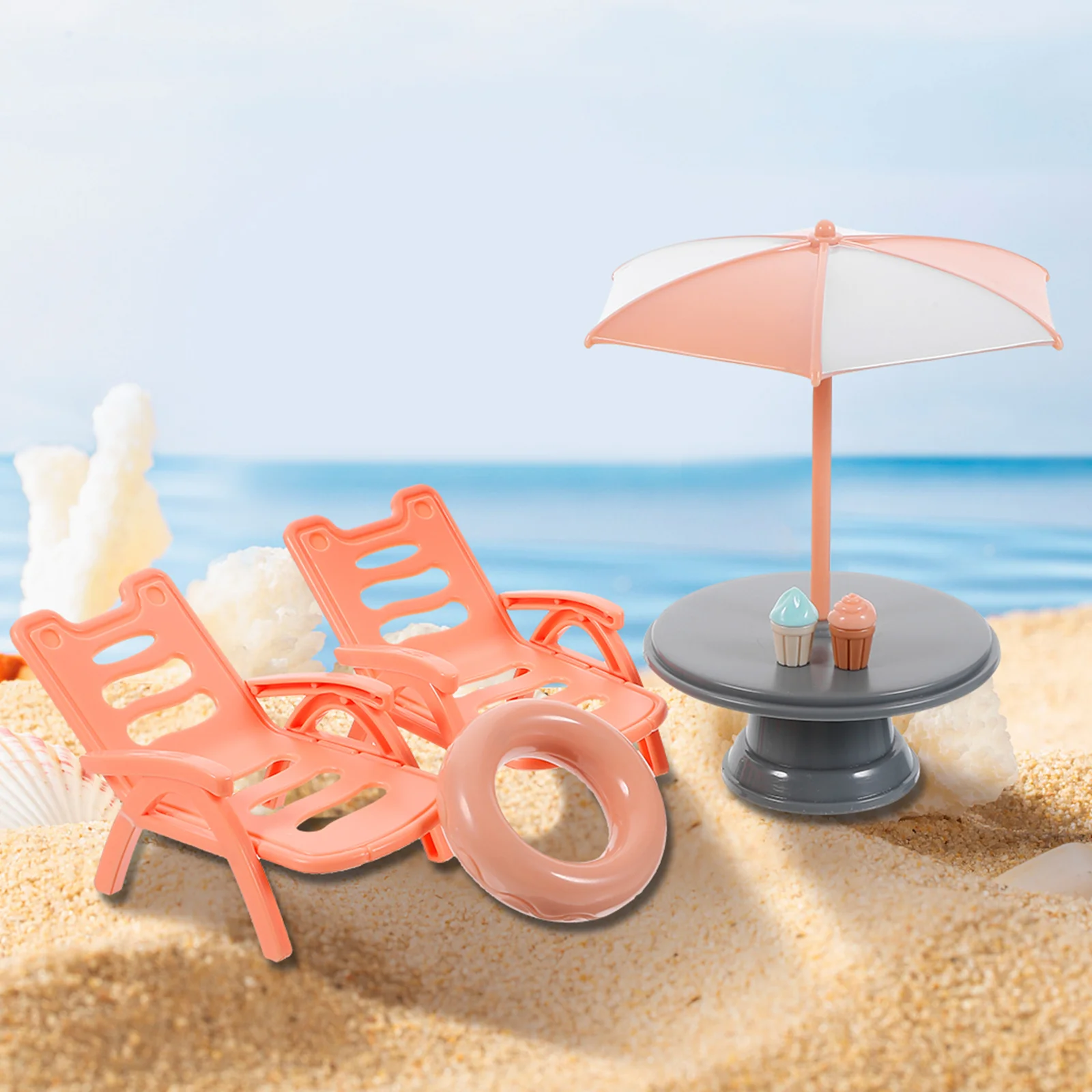 Beach Chair Set Bouncy Balls for Sandbox Kits Miniature Table Model House Ornament Kids Plaything Decor