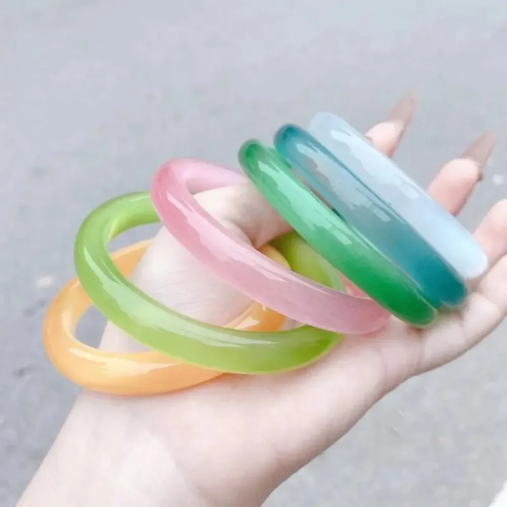 Moda multi-cor natural ágata pulseira artificial redonda branco luar jade jóias acessórios