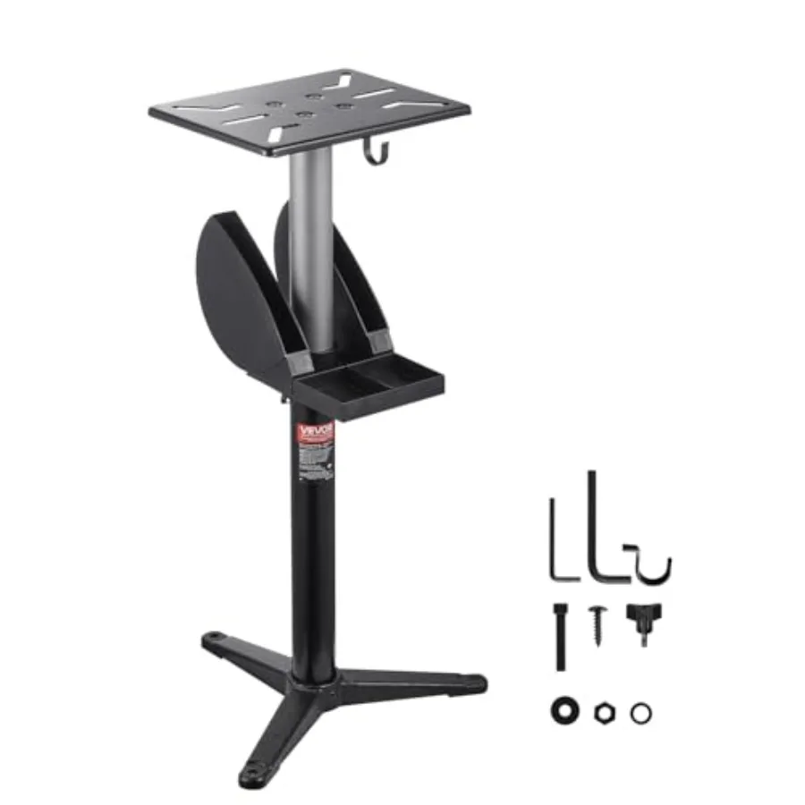 

Bench Grinder Stand with 12 x 10 Mounting Plate 5-Level Height Adjustable Pedestal Stand Grinding Wheel Storage Compartment Hea