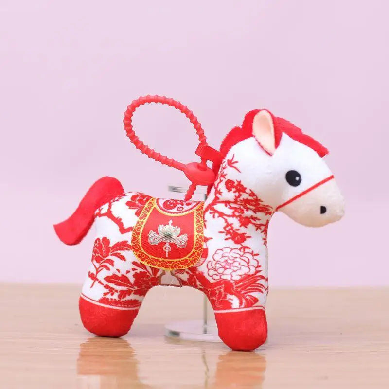 

1Pcs Cartoon Pony Doll Decoration Cute Bag Pendant 2026 Chinese New Year Mascot Horse Plush Keychain Gifts