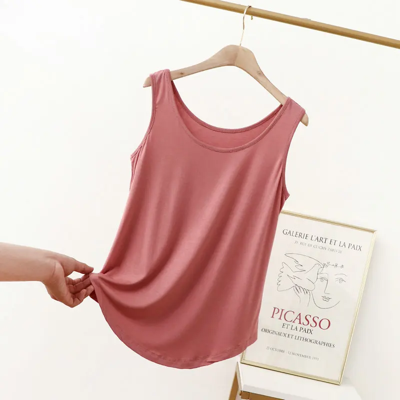 XL to 6XL Modal O-Neck Tank tops Summer women\'s camisole Thin Loose Sleeveless T-shirt Solid color Tee Top Large size