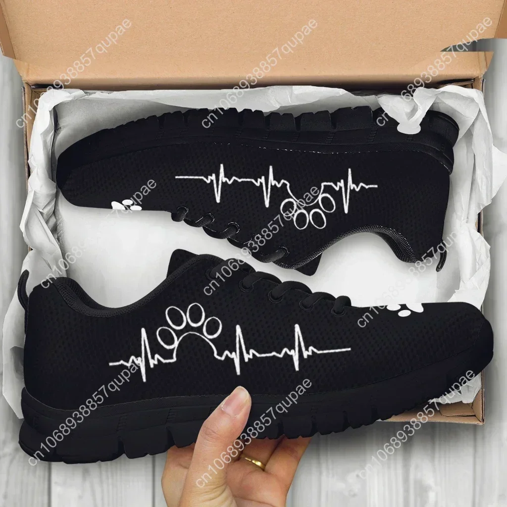 Black Dog Paw Print Shoes ECG Design Brand Fashion Sneakers Nursing Shoes For Women Animal Palm Print Zapatos Planos 6