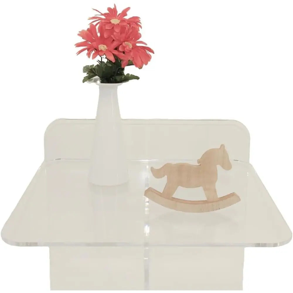 Contemporary Transparent Acrylic Side Table with Storage for Living Spaces, Offices, Bedrooms, and Home Decor